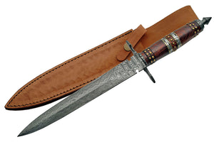 15" Handmade Damascus Dagger Knife - Frontier Blades