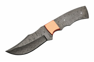 8" Handmade Damascus Knife Blank W/ Copper Bolster - Frontier Blades
