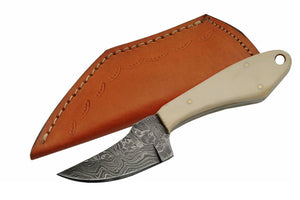 6.5" Handmade Damascus Skinning Knife - Frontier Blades