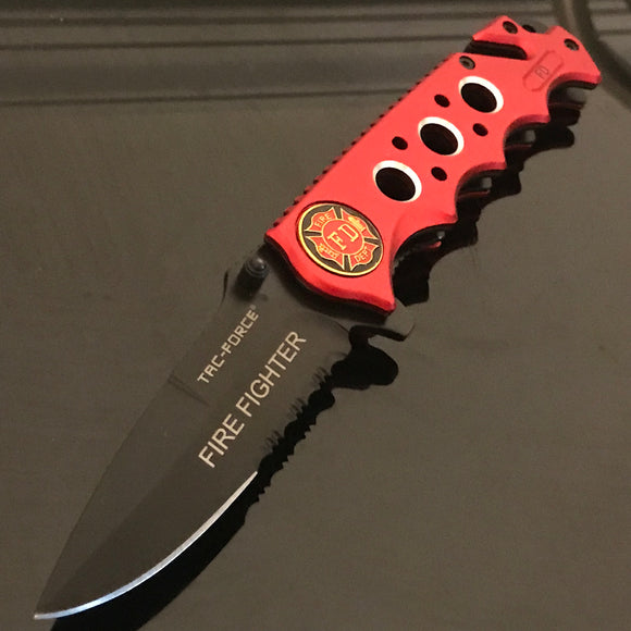 Tac Force Red Fire Fighter Assisted Rescue Pocket Knife (TF-611FDR) - Frontier Blades
