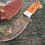 9.5" Damascus Weave Hunter Handmade Skinning Knife - Frontier Blades