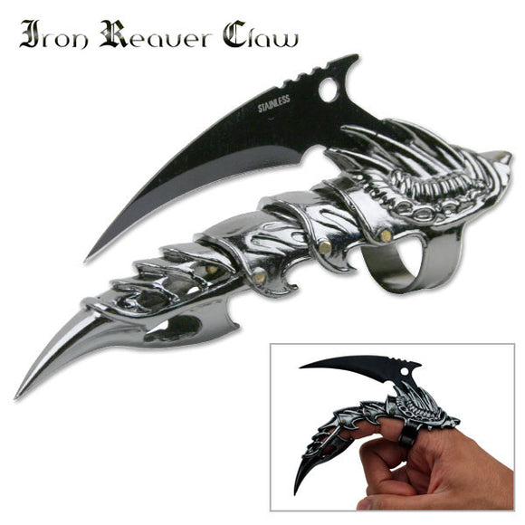 Iron Reaver Claw Fantasy Ring Finger Knife (MC-1026BK) - Frontier Blades