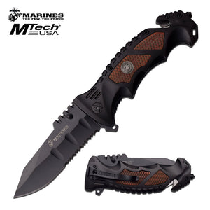 9.0" MTech USA USMC Marines Spring Assisted Pocket Knife MA1048BW - Frontier Blades