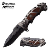 9.0" MTech USA USMC Marines Spring Assisted Pocket Knife MA1048SW - Frontier Blades
