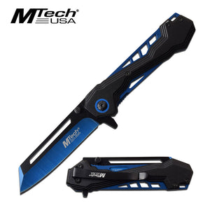 7.75" MTech USA Spring Assisted Blue Outdoor Pocket Knife MTA1057BL - Frontier Blades