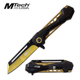 7.75" MTech USA Spring Assisted Gold Outdoor Pocket Knife MTA1057GD - Frontier Blades