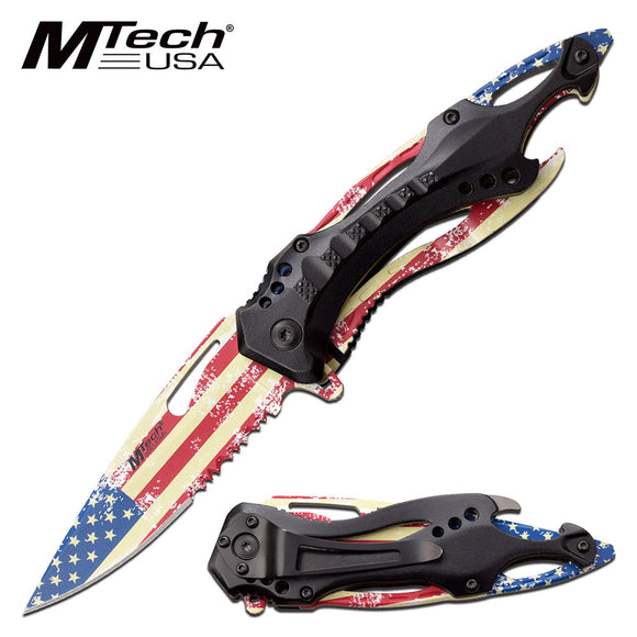MTech USA American Flag Assisted Pocket Knife (MT-A705AF) - Frontier Blades