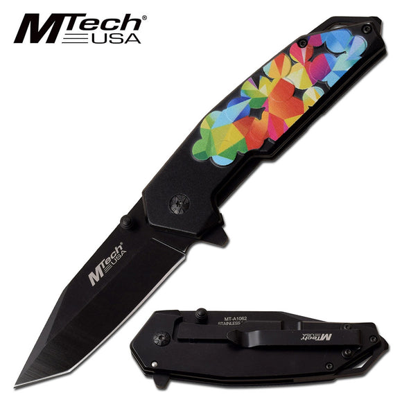 MTech USA Assorted Colorful Embossed Spring Assisted Pocket Knife (MT-A1062BK)