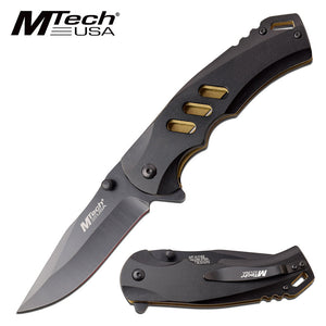 MTech USA Ballistic Gold Coated Spring Assisted Cool Pocket Knife (MT-A1162BK)