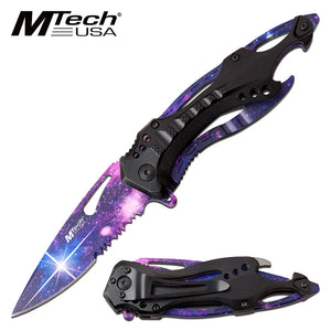 MTech USA Embossed Galaxy Artwork Spring Assisted Cool Pocket Knife (MT-A705GLX)