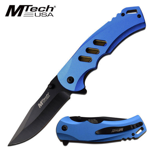 MTech USA Metallic Blue Spring Assisted Cool Pocket Knife (MT-A1162BL)