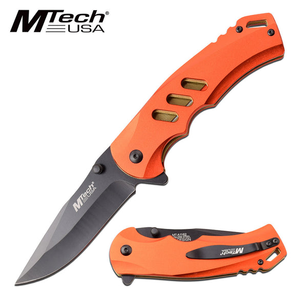 MTech USA Orange & Gold Tinite Coated Liner Spring Assisted Cool Pocket Knife (MT-A1162RD)