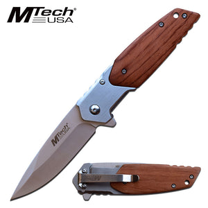 MTech USA Pakkawood Spring Assisted Pocket Knife (MT-A1154BR) - Frontier Blades
