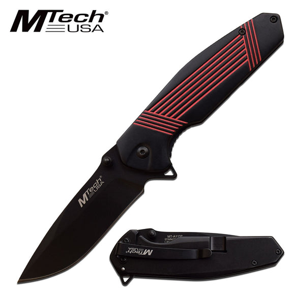 MTech USA Red & Black Tactical Spring Assisted Pocket Knife (MT-A1137BRD)