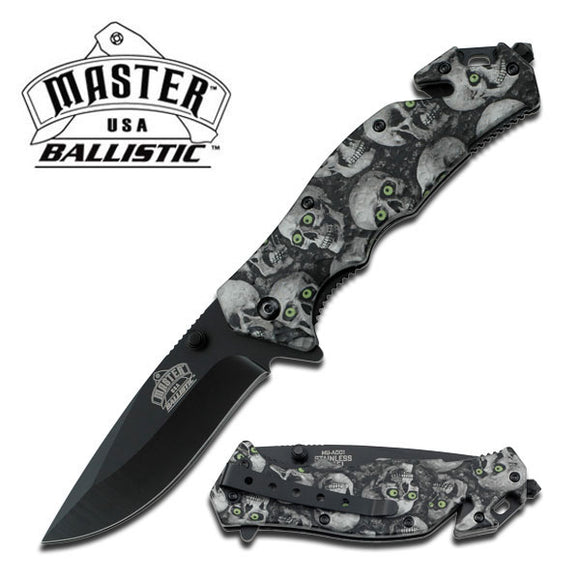 Master USA Ballistic Zombie Skulls Fantasy Pocket Knife - Frontier Blades