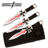 7.0" Perfect Point PP-020-3 Flame Design Throwing Knife Set w/ Sheath - Frontier Blades