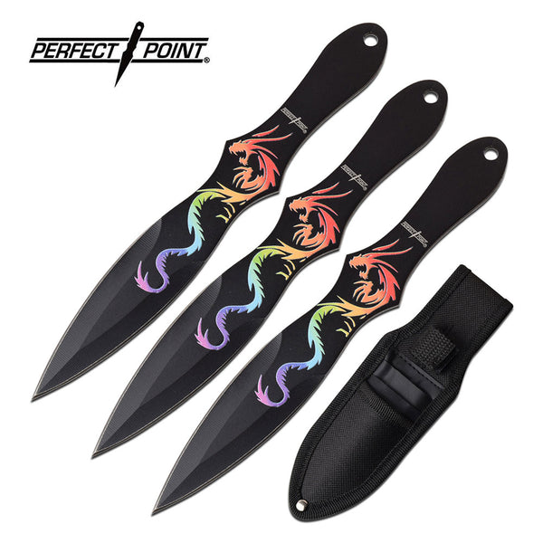 Perfect Point 3 Piece 6.5 Rainbow Throwing Knives Set - Unlimited
