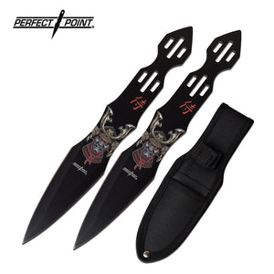 7.0" Perfect Point PP-118-2GY Shogun Throwing Knife Set w/ Sheath - Frontier Blades