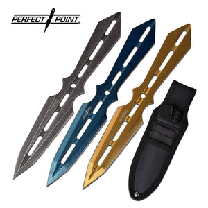 7" Perfect Point PP-120-3 3 Pcs Throwing Knives Set w/ Sheath - Frontier Blades
