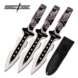 7.5" Perfect Point PP-122-3WH Dragon Design Throwing Knife Set w/ Sheath - Frontier Blades
