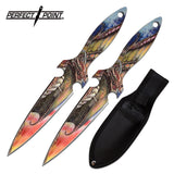 7.5" Perfect Point PP-128-2DR Dragon Throwing Knife Set w/ Sheath - Frontier Blades
