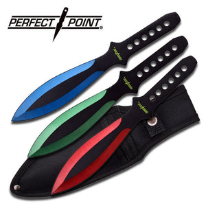 Perfect Point Three Multicolor Throwing Knives (PP-114-3RGB) - Frontier Blades