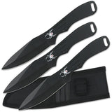 8.0" Perfect Point RC-1793B Black Spider Throwing Knife Set w/ Sheath - Frontier Blades