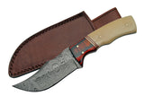 8" Raindrop Damascus Skinning Knife - Frontier Blades