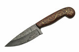 9.5" Raindrop & Twist Pattern Damascus Skinning Knife - Frontier Blades