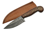 9.5" Raindrop & Twist Pattern Damascus Skinning Knife - Frontier Blades