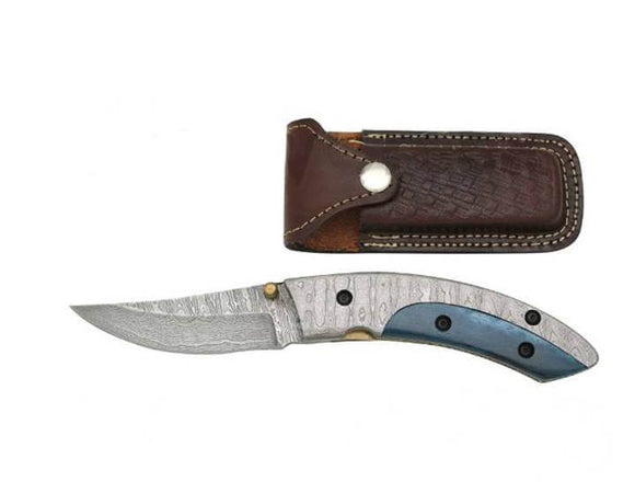 Real Damascus Knife Folding Pocket Knife (DM-213)