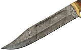 Real Damascus Knife For Sale Textured Burnt Bone Hunting Bowie's Genuine Damascus Steel Blade (DM-1256)