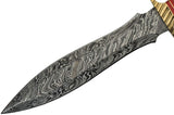 Real Damascus Knife Red Black Braided Wood Dagger's Genuine Damascus Steel Blade (DM-1272)