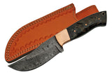 9" Real Damascus Steel Ram Horn Skinner Knife - Frontier Blades