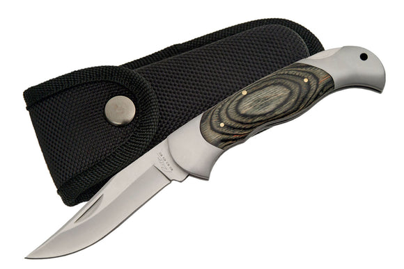 Rite Edge Black Wood Handle Lockback Pocket Knife With Sheath