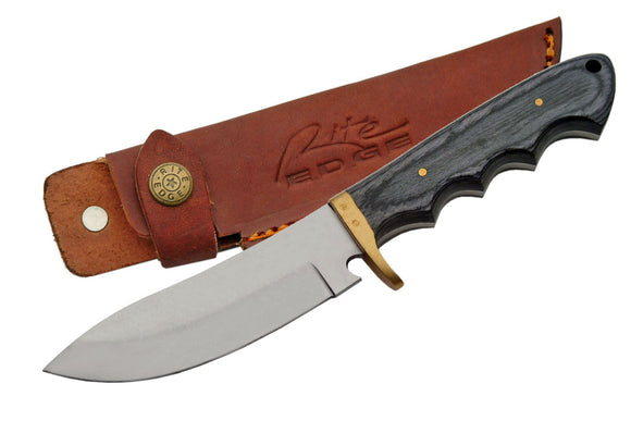Rite Edge Black Wooden Grapple Hunter Fixed Blade Knife