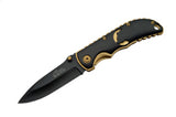 Rite Edge Black & Gold Bear Laser Cut Folding Pocket Knife Open View
