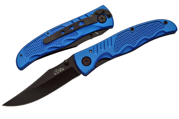 Rite Edge Blue Clip Point Manual Folding Pocket Knife For Sale