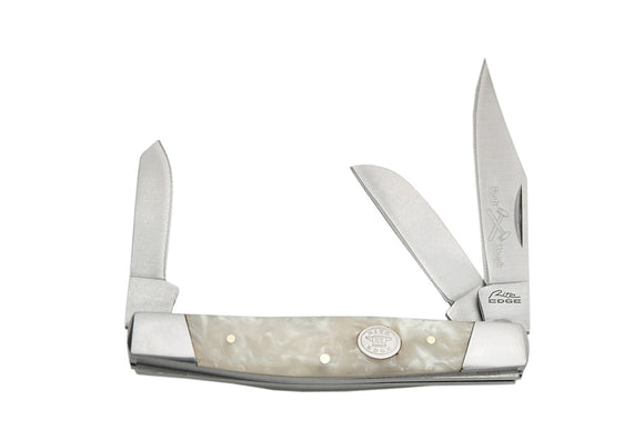 Rite Edge Large Stockman White Pearl 3 Bladed Imperial Knife