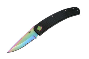 Rite Edge Rainbow Half Serrated Enhanced Grip Folding Pocket Knife (210608)