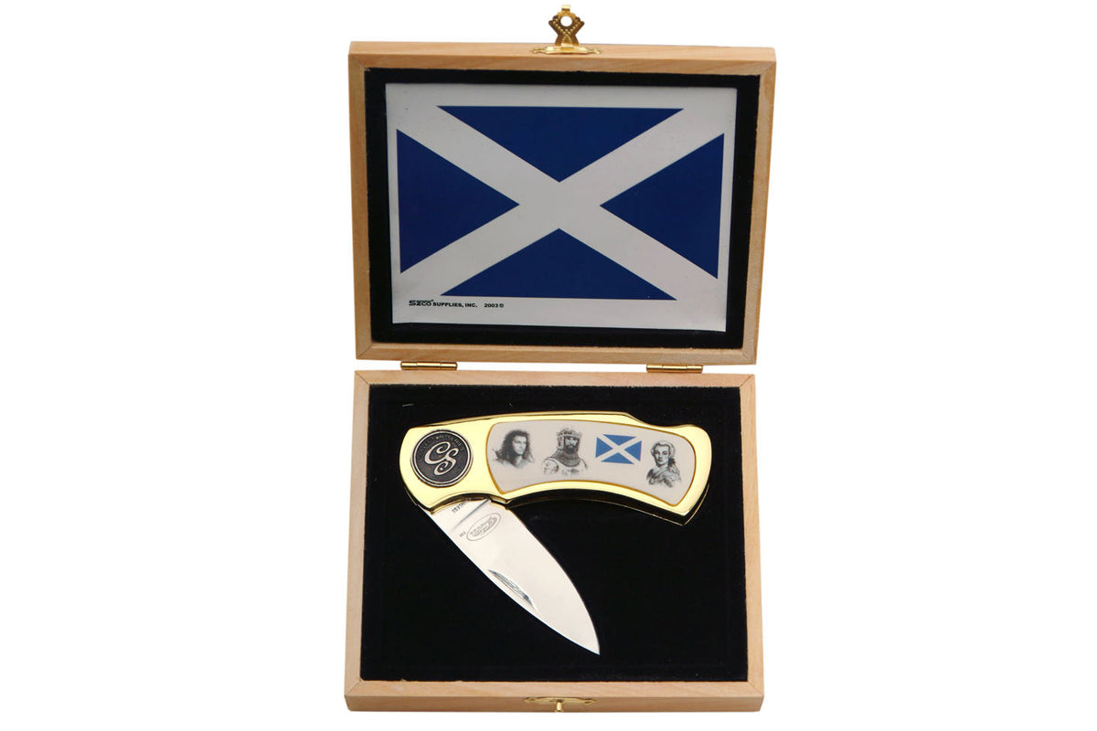 Rite Edge Scottish Heroes Gold Folding Pocket Knife Gift Box