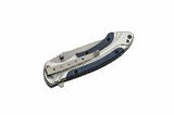 Rite Edge Silver & Blue Wood Spring Assisted Pocket Knife Closed View