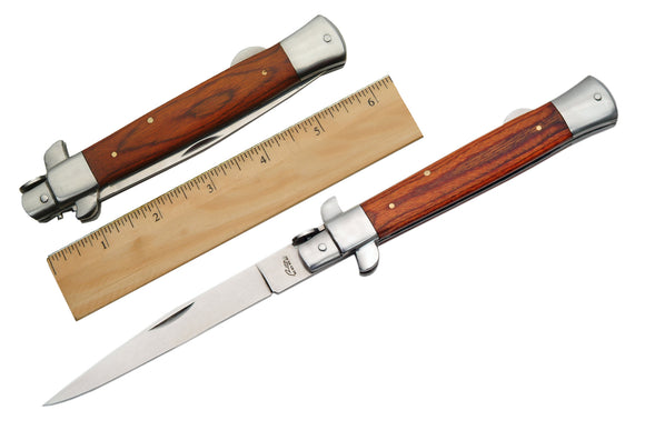 Rite Edge Stiletto Wood Handle Stainless Steel Pocket Knife (210661-BI)