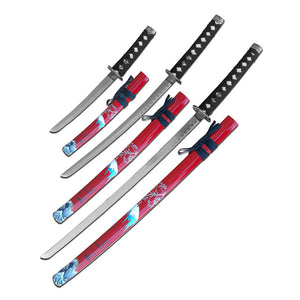 37" Samurai 3 Piece Sword Set Sale (SW-84-RD-4) - Frontier Blades
