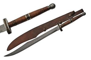 36.5" Scimitar Wood Damascus Steel Antique Sword - Frontier Blades