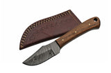 6.5" Short Full Tang Walnut Damascus Skinning Knife - Frontier Blades