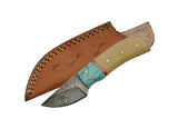 5.5" Small Blue Damascus Skinning Knife - Frontier Blades