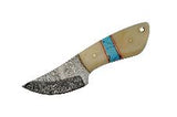 6" Small Blue Damascus Steel Skinning Knife - Frontier Blades