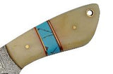 6" Small Blue Damascus Steel Skinning Knife - Frontier Blades