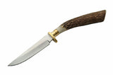 8.5" Steel Stag Long Drop Point Hunting Knife w/ Sheath (SS-7018) - Frontier Blades